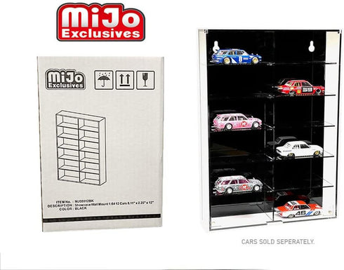 MJ08012BK Showcase Wall Mount for 1:64 Cars, Holds 12 Cars, Dimensions 8.11" x 2.25" x 12"