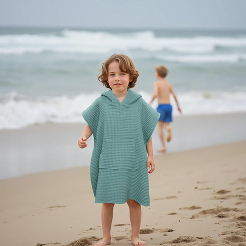 Zamlory Hooded Kids Beach Towel - Soft Poncho Towel for Babies and Toddler - Lightweight Waffle Cotton Towel Cover Up