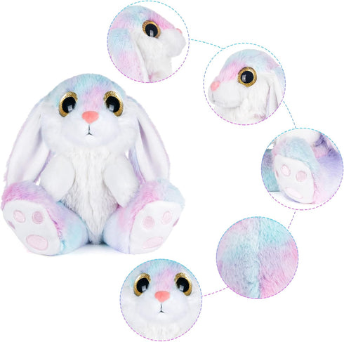 My OLi Bunny Rabbit Stuffed Animal - 8.5" Plush Bunny with Floppy Ears, Easter Gift for Girls Boys Kids, Rainbow