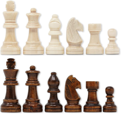 DA VINCI Staunton Wood Chess Pieces - 32 Chessmen with Storage Bag (2.5 Inch King)