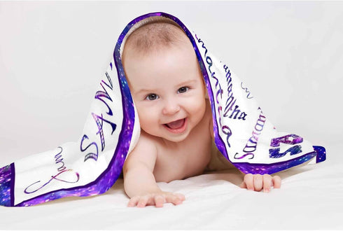 50x40inch D-Story Personalized Baby Blankets with Names, Custom Baby Girls Blanket Initial Swaddle Blanket