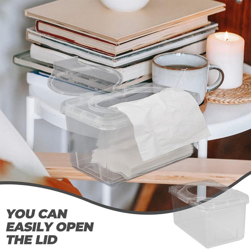 Sewroro 2pcs Wipes Dispenser Transparent Tissue Box Holder Baby Wipe Holder Refillable Wipe Container Case for Home