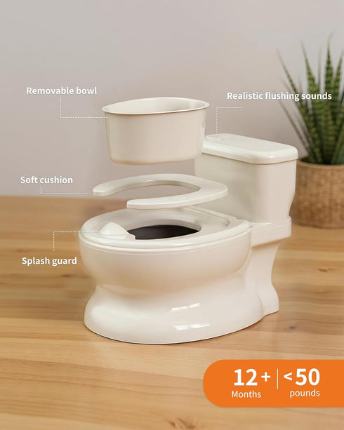 PipNest Realistic Potty Training Toilet - Flushing Sounds, Wipes Storage, Disposable Liners, Easy to Clean for Toddler