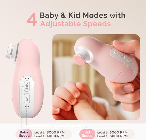 PC20F Trimmer MelodySusie Baby Electric Nail File Kit, Rechargeable & Safe Nail with Night Light, Quiet Operation