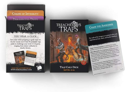 Dungeons and Dragons 5th Edition Deck of Cards – Treacherous Trap Deck: Lvl 13-16 by Nord Games – 50 Cards for D&D 5e
