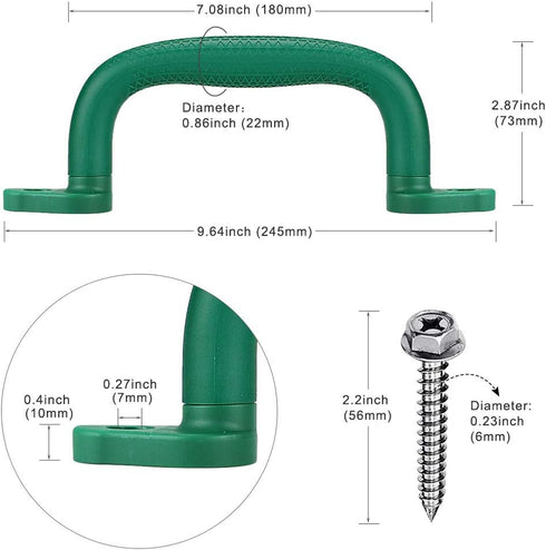 Dolibest Set of 4 Safety Playground Handles,Swing Set Kids Safety Hand Grips for Playset, Climbing Frame, Play House,Climbing Frame, Play House Handles(Green)