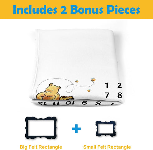 The Pooh Bear Baby Monthly Milestone Blanket, Honey Baby Age Blanket for Newborn Boy & Girl Photo Taken