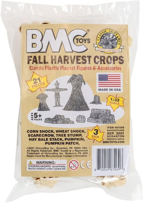 BMC Classic Marx Fall Harvest Crops Playset - 21pc Plastic Corn, Hay & Pumpkin