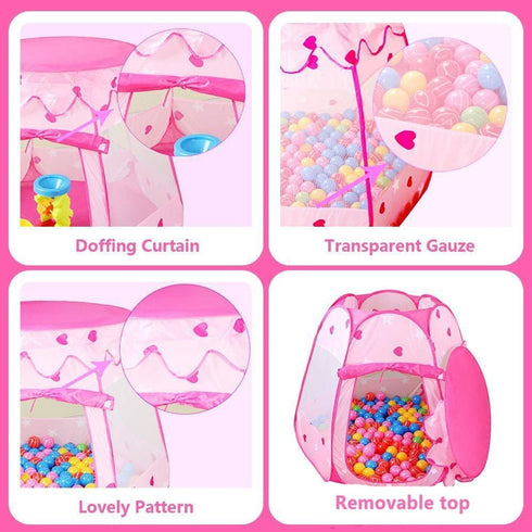 1 2 3 12-18 Crayline Pop Up Princess Tent with Star Light, Toys for Year Old Girl Birthday Gift, Baby Girl Toys, Ball