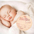 Hello World Newborn Announcement Sign - Custom Birth Stats Plaque for Photos