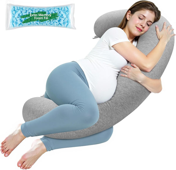 SweetSlubr Pregnancy Pillows for Sleeping, C-Shaped Maternity Pillow for Pregnant Women with Adjustable