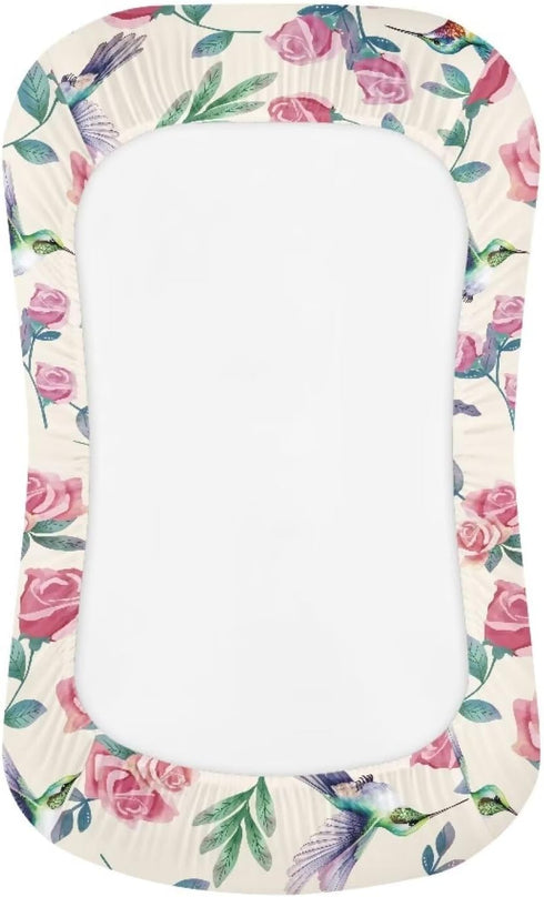 ZDCUSTOM Hummingbird Flower Bassinet Sheets for Baby Girl Baby Crib Sheets Baby Sheets for Crib Soft Crib Sheets
