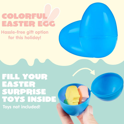 3.15" 200PCS JOYIN Easter Eggs, Fillable Plastic Eggs Empty Colorful Bright Eggshells with Hinge for Easter Hunt