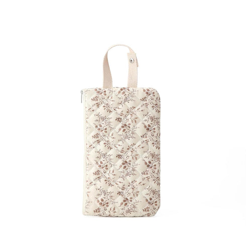 Floral Quilted Wipe Pouch - Portable Baby Wipe Holder for Stroller & Car