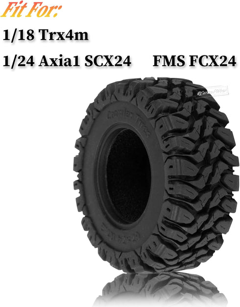 RC 1.2in Beadlock Tires 62 * 24mm for 1/18 Trx4m,1/24 SCX24 FCX24 RC Crawler Car,1.2in Tires Soft Sticky Rubber Tires,4PCS(Style B)