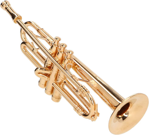 Miniature Brass Trumpet Model, Dollhouse Musical Instrument, Christmas Ornament