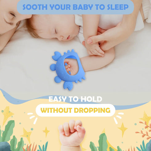 Anboor 2 Pack Baby Teething Toys,Silicone Teethers for Babies 0-6 Months Anti Dropping Hand Teether,Infant Baby Chew Toys for Teething Relief,Ideal thing for Newborn Soon-to-be Mothers (Pink&Blue)