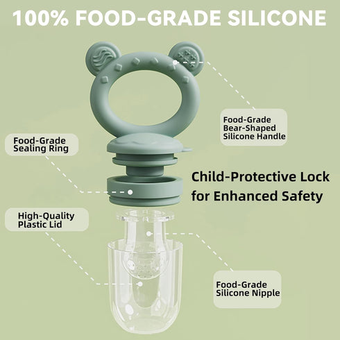 4 Pack Stylish Anti-Drop Baby Fruit Feeder & Breastmilk Popsicle Molds for Teething with Lids, The Perfect Food Feeder