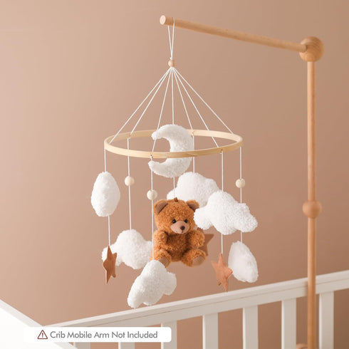 let's make Baby Mobile for Crib Bear Cloud Crib Mobile Handmade Furry Nursery Mobile Gender Neutral Crib Toy Hanging