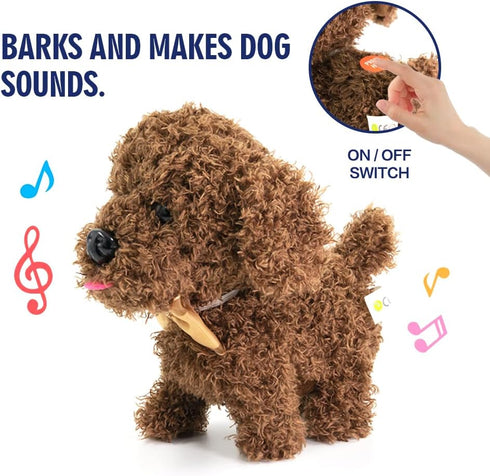 WEofferwhatYOUwant Plush Electronic Labradoodle Dog - Adorable Goldendoodle Teddy Bear Puppy- Walks, Barks, and Cuddles. Ages 18+ months