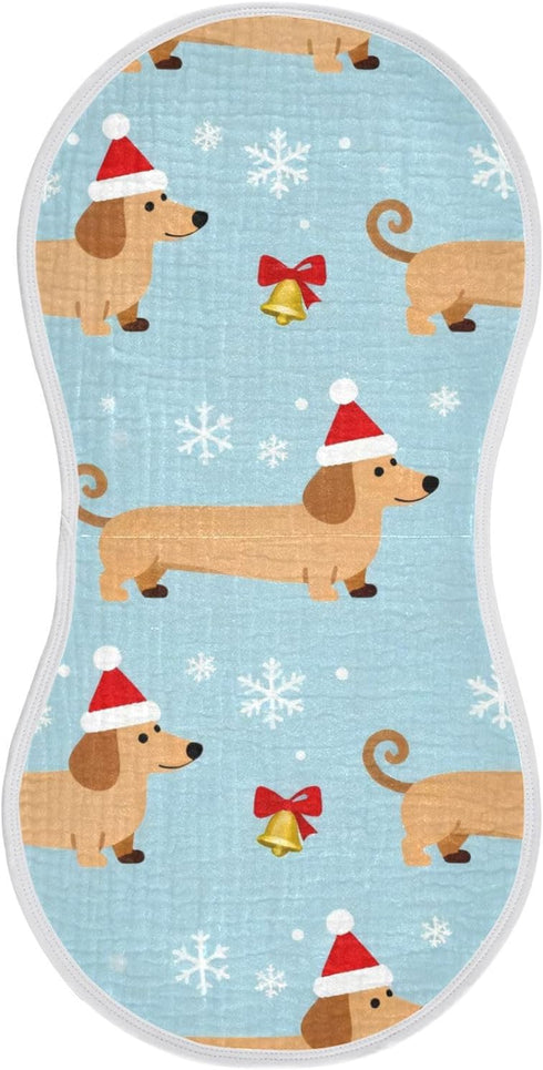 decor gift Cotton Burp Cloth Good Absorbent? Merry Christmas Dog Blue spit up Rags