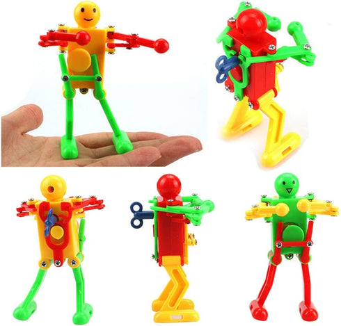 5 Pcs Funny Spring Wind-up Dancing Walking Robot Toy Playset for Kids, Robots Theme Party Activity Role Playing