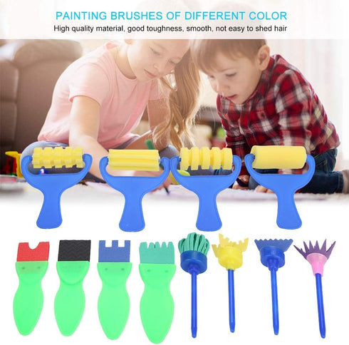 Keenso 12pcs Kids Painting Supply Brushes Sponge Paint Toy Drawing Set for Children's Play and Trap Observer