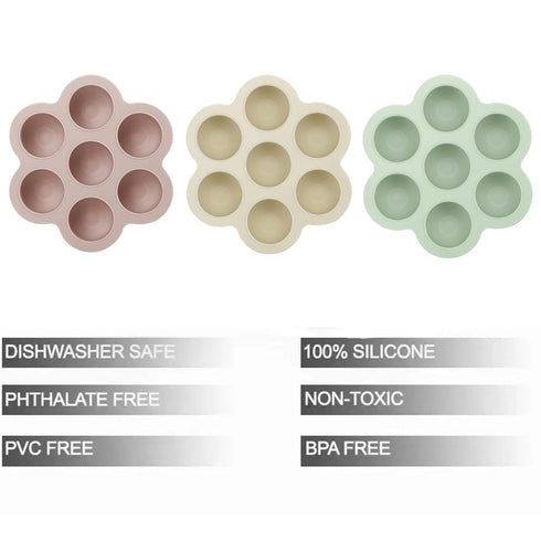 PandaEar 3 Pack Baby Food Freezer Tray with Lids, Silicone Food Feeder Teether Tray for Homemade Baby Food