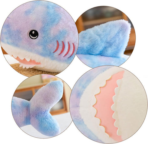 Plush Rainbow Shark Stuffed Animal, Colorful Shark Hugging Pillow, 26-Inch Plushies Gift for Kids and Lovers