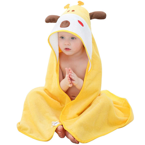 MICHLEY Animal Hooded Baby Bath Towel Toddler Premium Cotton Absorbent Washcloth for