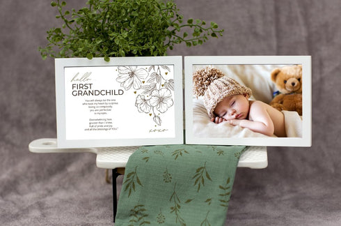 First Grandchild Gift for New Grandparents - Poetry Frame in White