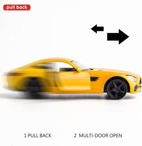1:36 Scale Diecasting Alloy Car Model Mercedes-Benz AMG GTS, Pull Back Vehicles Toy for Kids Gift (Yellow)