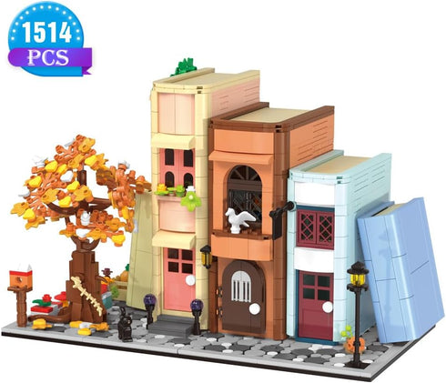 Set, RAVAYO Creative Bookcase Building Cafe House Building Block Toy Gift for Adults,Mini Bricks