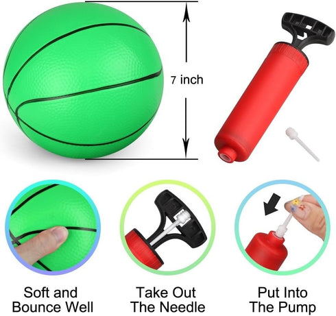 Dilabnba 7" Mini Rubber Replacement Basketballs for Hoop/Pool, Soft Beach Bouncy Ball Sports Party Game