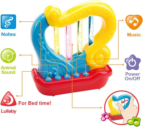WEofferwhatYOUwant Set of 3 Music Toys - Trumpet, Drum, and Harp with Batteries for Baby Learning
