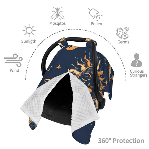 CQMZJHU Moon Sun Stars Night Sky Baby Car Seat, Rain Shelter, Multifunctional Nursing Cover for Newborns, Mother Care