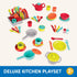 Battat Deluxe Kitchen Playset – 71Pc Pretend Cooking Accessories – 4 Table Settings & Cutlery – Dishwasher Safe