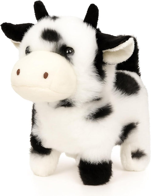 Easfan Walking Black Cow Interactive Electronic Pet Plush Toy with Sounds and