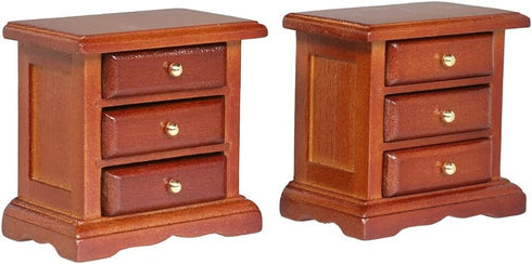 Wooden Dollhouse Night Stands | Set of 2 | Bedside Tables | Dolls House Furniture | 1/12 scale (medium)