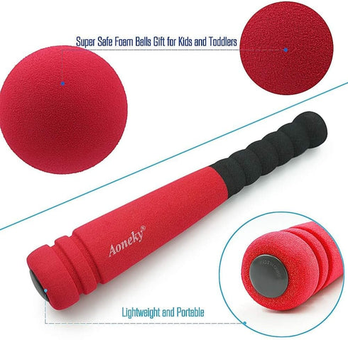 Aoneky 11.8 Inch Set 1-3 Mini Foam Baseball Bat and Ball for Toddlers Years, Soft & Safe First Bat, Lightweight T-Ball