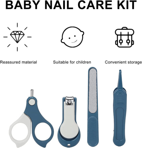 Set 4 1 Baby Nail Manicure Care Kit, Pedicure Grooming Kit in Tools Clippers Scissor File Tweezers for Newborn Infant