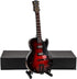Dselvgvu Wooden Miniature Electric Guitar with Stand and Case Mini Musical Instrument Electric