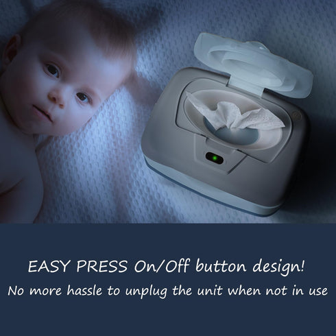 GOGO pure Baby Wet Wipe Warmer and Wet Wipe Dispenser, Holder and Case - with Easy Press On/Off Switch, Great Baby Gift