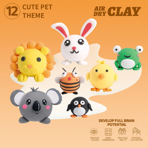 LOUFOR Air Dry Clay Kits - Modeling Clay for Kids, Ultra Light & Soft, Safe & Non-Toxic, DIY Air Dry Clays Kit