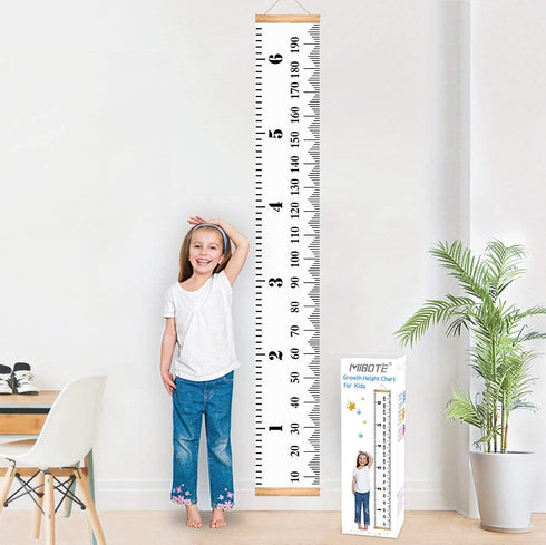 79" 7.9" Mibote Baby Growth Height Chart Handing Ruler Wall Decor for Kids, Canvas Removable Height Growth Chart x