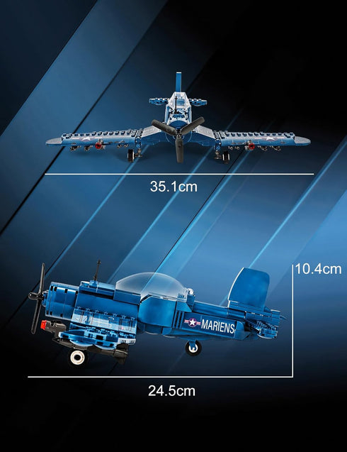 F4U WW2 Set (440 SEMKY Military Fighter Jet Fighter Aircraft Jet Corsair Air Force Building Block Pieces) -Building