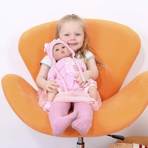 ENADOLL 16 inch Reborn Baby Doll, Realistic Silicone Vinyl Pink Mouse, Weighted Soft Body Gift Set for Ages 3+
