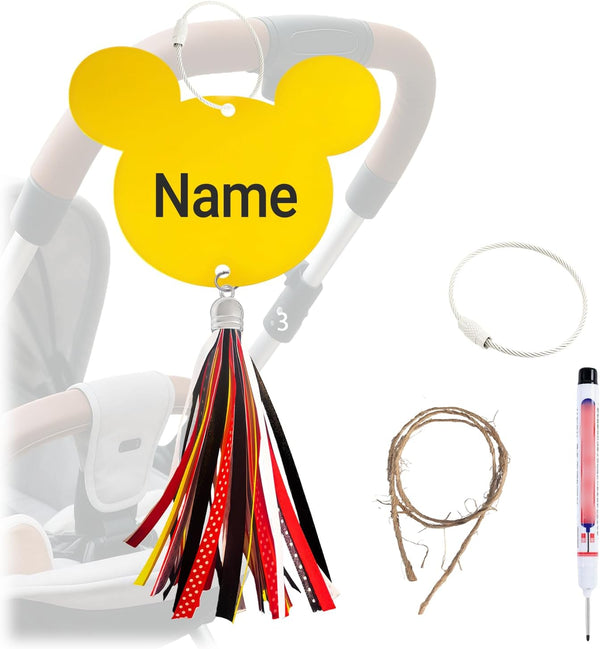 FAMCHAINS Stroller Identification Name Tag Pendant,Wood Hanger with Custom Name,Quickly Locate Your Stroller