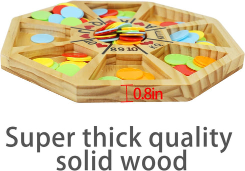 Michigan Rummy Game Deluxe Set - A Royal Game of Hearts Rummy Poker Wooden Tripoley Board Game for 100 Chips