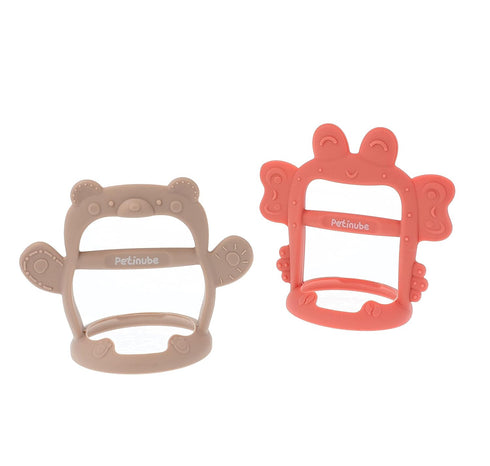 Baby Wrist Silicone Teether Soothing Pacifier for Infants 3+ Months - Pack of 1 Made in Korea Anti-Dropping (Bear-Cozy